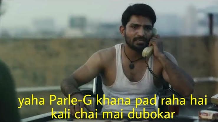 Yaha parle g khana pad raha hai meme template