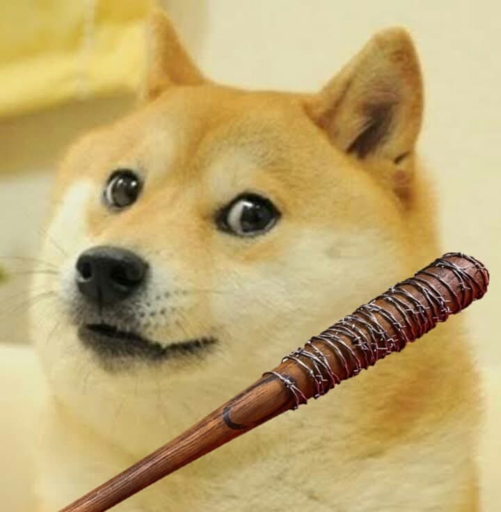 Doge with baseball bat meme template