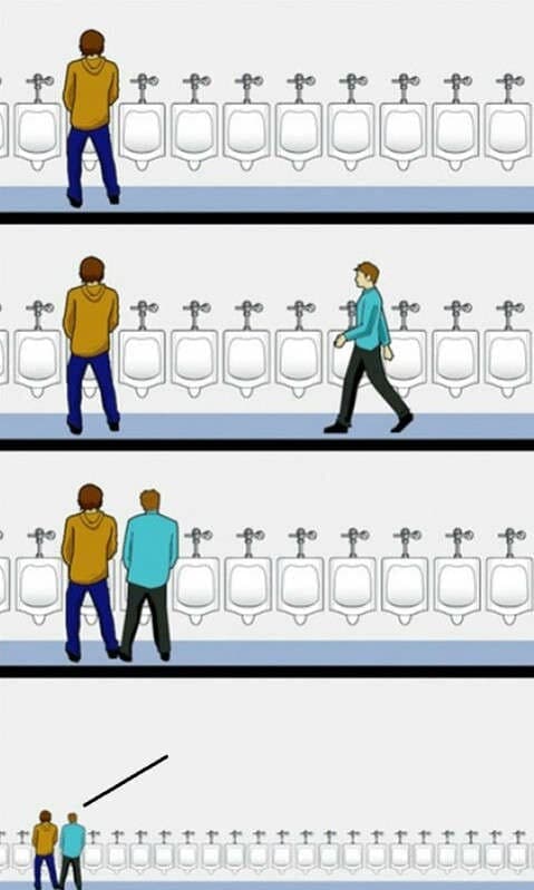 Urinal etiquette meme template