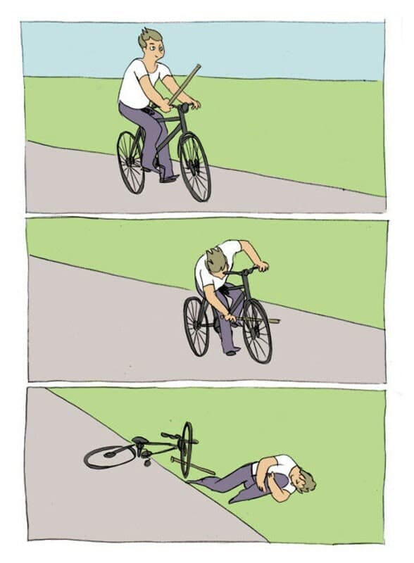 Fall from bicycle meme template
