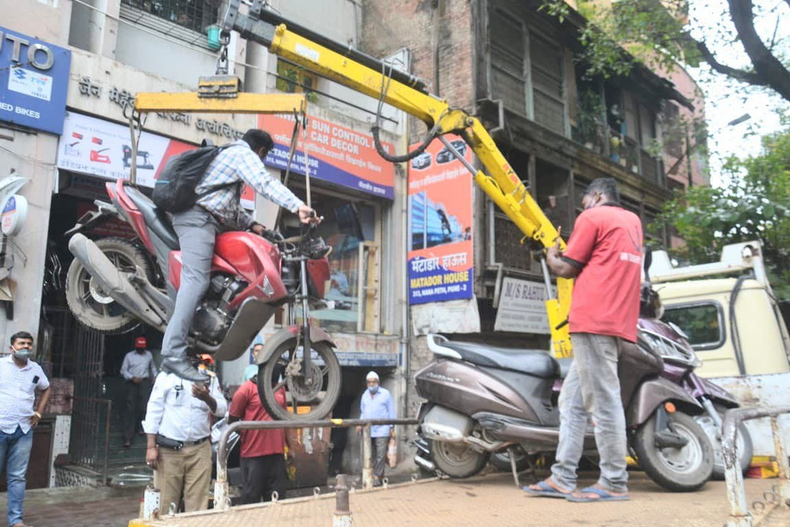 Bike lifted by crane meme template
