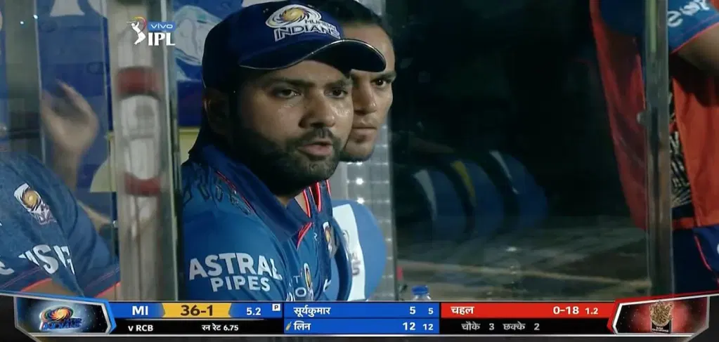 Rohit sharma sitting in dugout meme template
