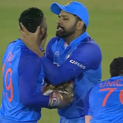 Rohit sharma holding head of Dinesh kartik meme template