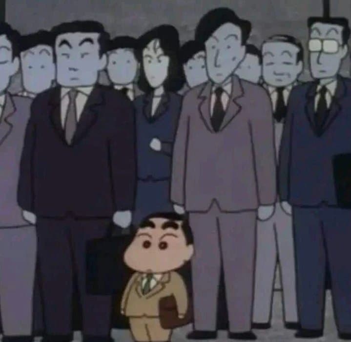 Shinchan going office meme template