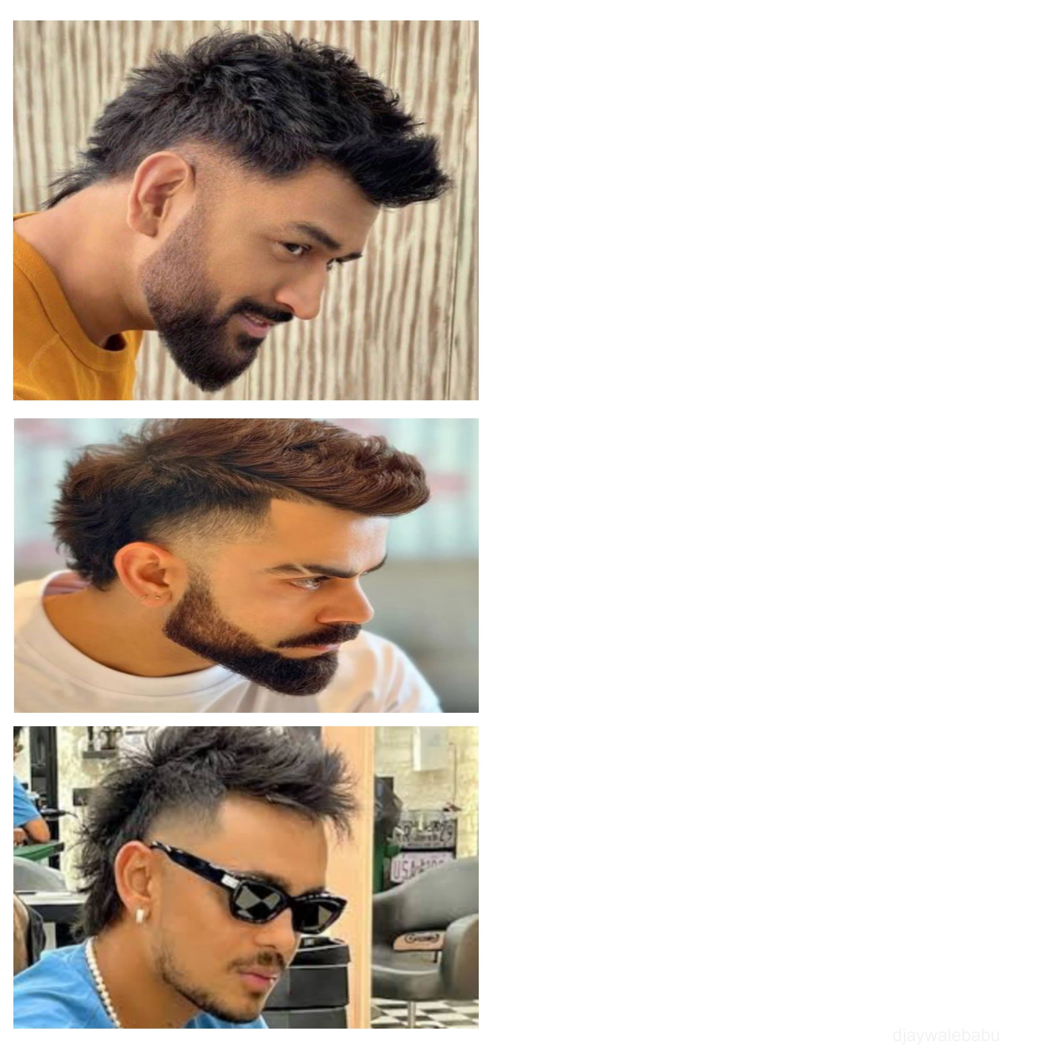 Dhoni and virat hairstyle meme template