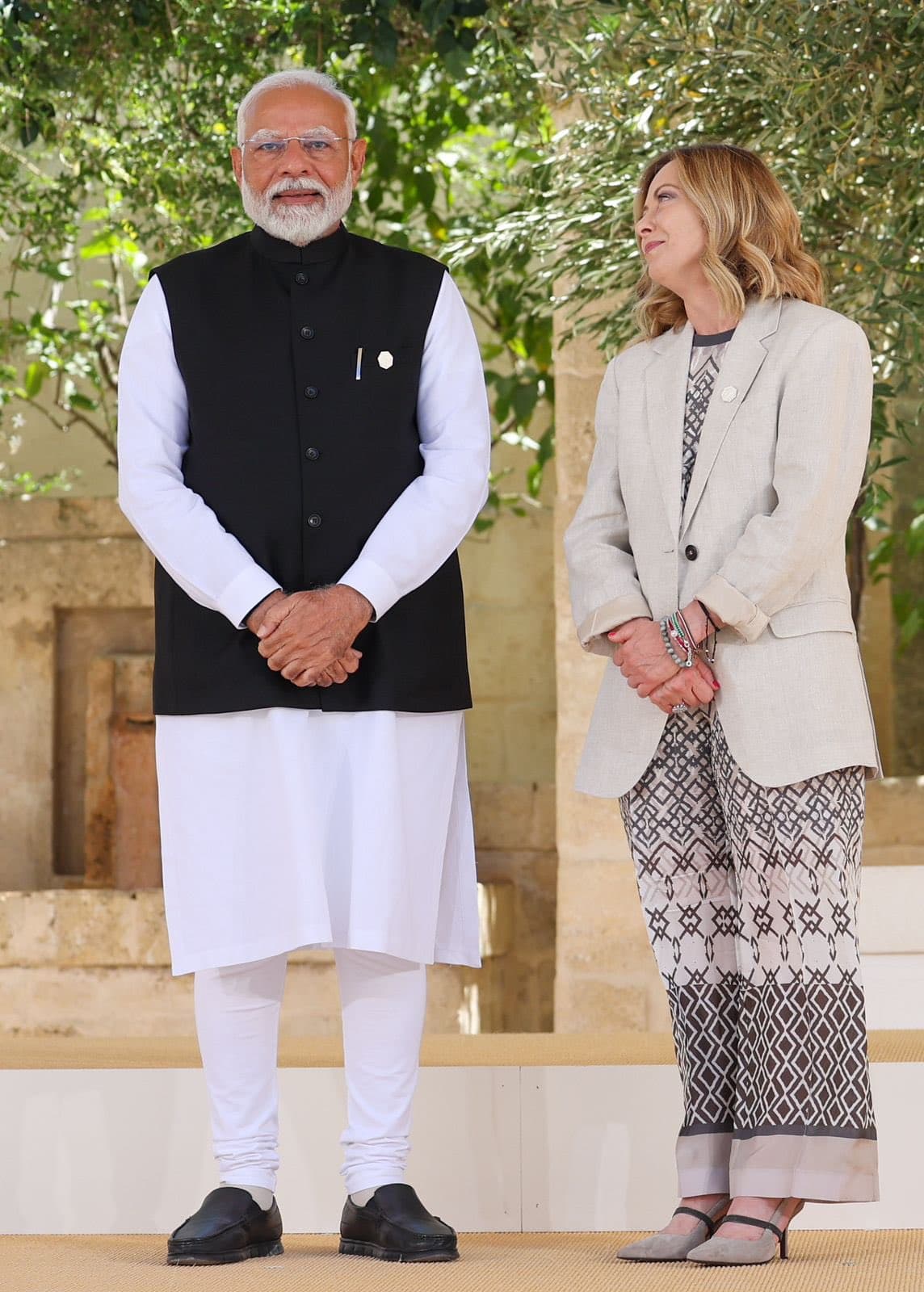 Meloni watching modi meme template