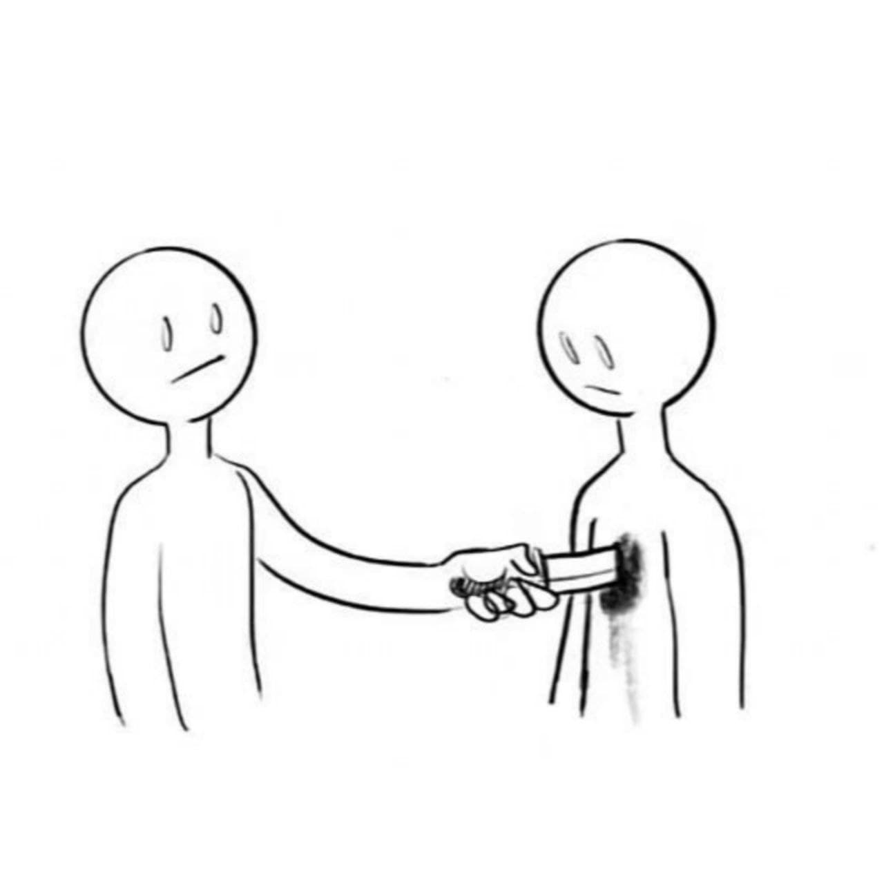Man knifes his friend meme template
