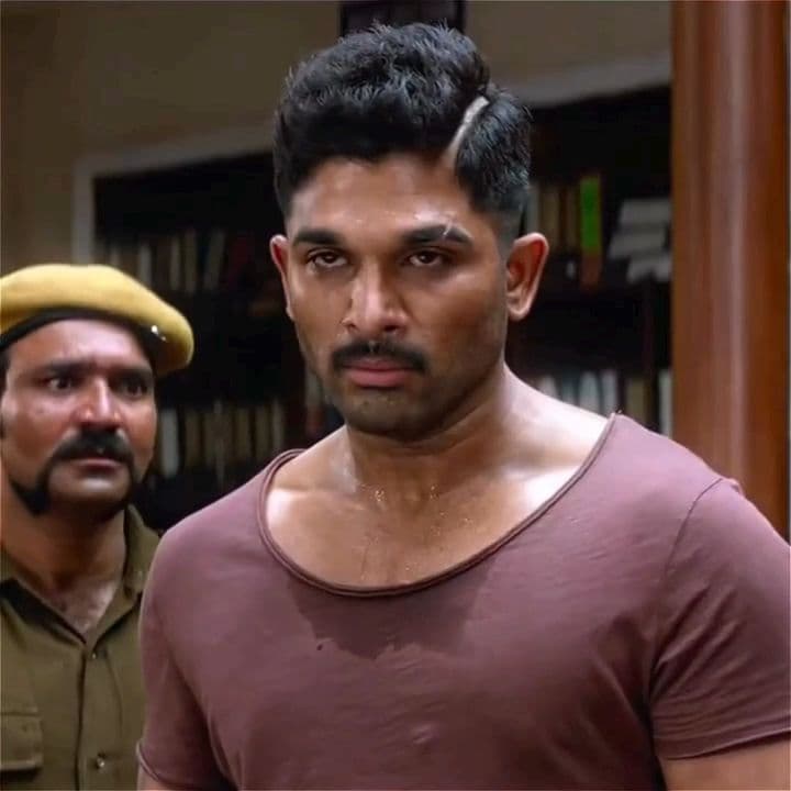 Allu Arjun solider angry scene meme template