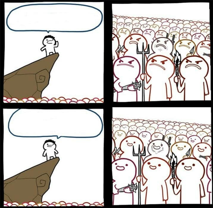 Praying to mob meme template