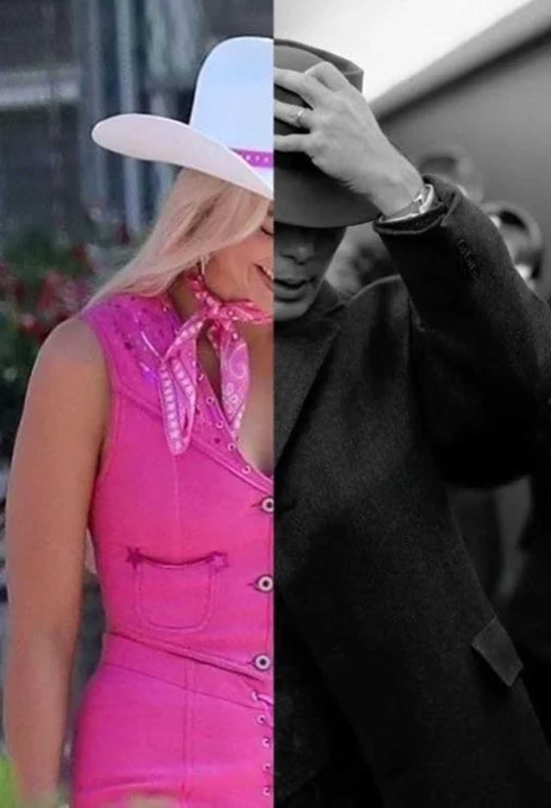 Oppenheimer and barbie meme template