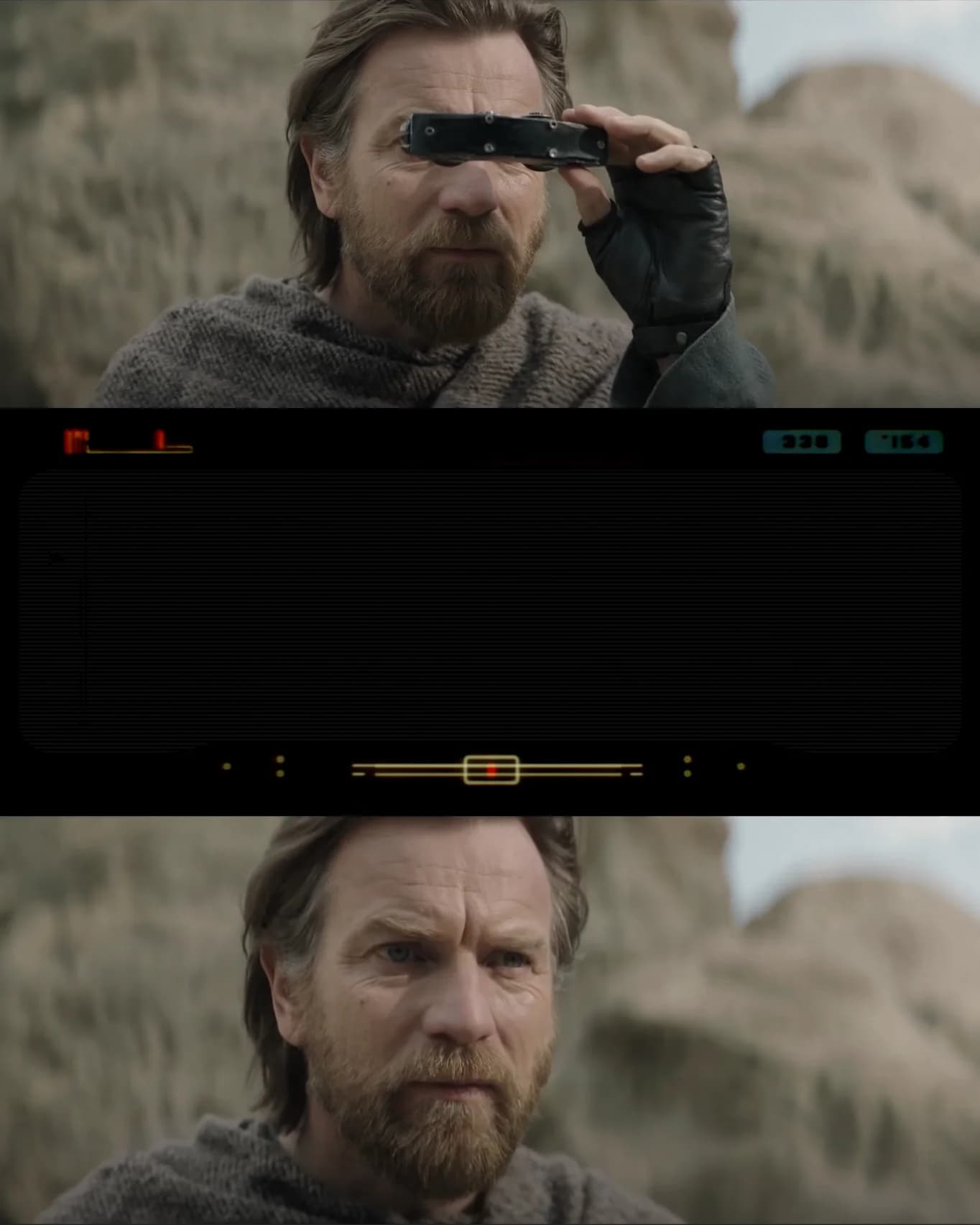 Watching from binoculars meme template